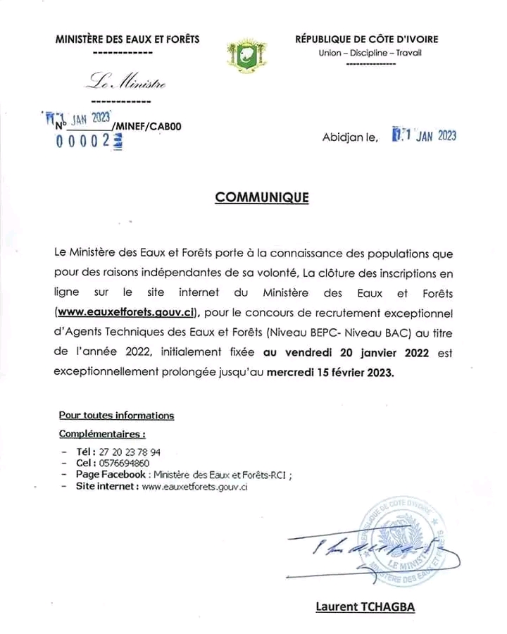 Concours Eaux et Forêts  : Date limite repoussée au 15 février 2023.