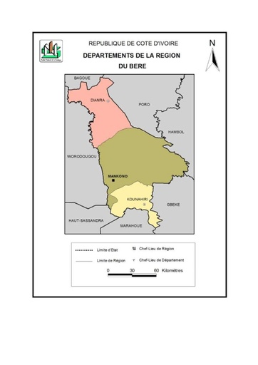 Carte de la région du Béré