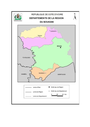 Carte de la région du Bounkani
