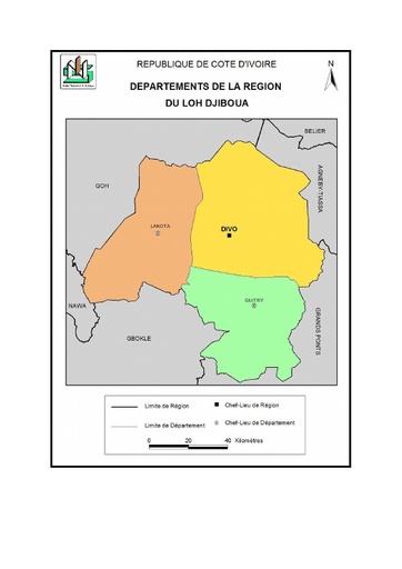 Carte de la région du Loh Djiboua