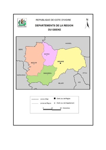 Carte de la région du Gbèkê