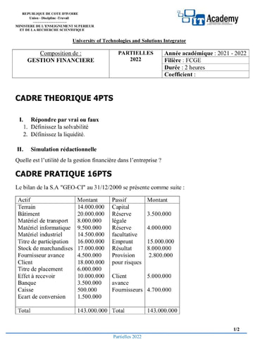 COMPO DE GESTION FINANCIERE