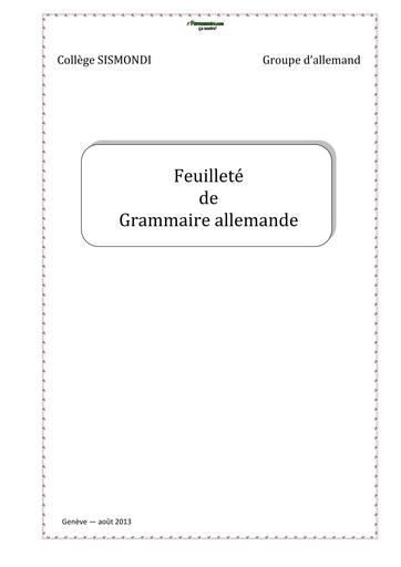 DOCUMENT DE GRAMMAIRE Feuilleté de Grammaire Allemande by TEHUA