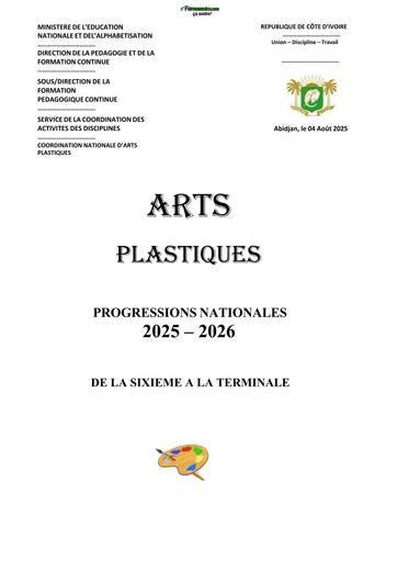ARTS P PROGRESSIONS PROGRAMMES ACTUELS 2025 2026 BY TEHUA