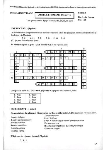 CORRIGÉ SVT BAC BLANC D Yamoussoukro 2024 by Tehua