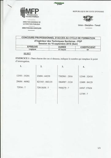 Fonction publique document de Logiques concours Pro CI By Tehua