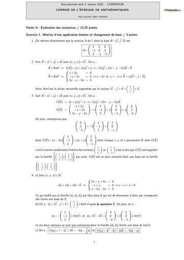 Corrigé bac C Cameroun 2025 MATHS BY TEHUA