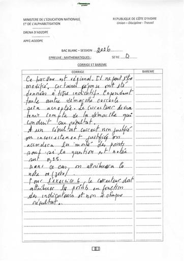 BAC BLANC 2026 DRENA ADZOPE SUJET MATHS SERIE D (BAREME) by TEHUA