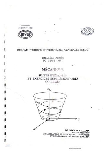 SUJET D'examen ET CORRO MÉCANIQUE Deug (DIAWARA) UFHB de Cocody by Tehua