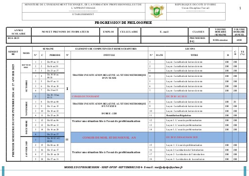 Philosophie PROGRESSION 2024 2025 Premieres F G