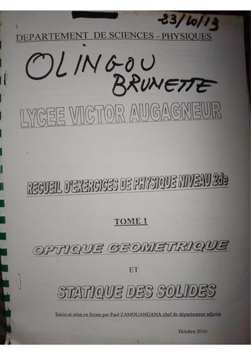Fascicule de PHYSIQUE 2nde Tome 1 & 2