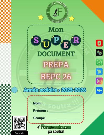 DOCUMENT DE PREPA BEPC 2026 PROV (maths,Pc,Fr,Svt,Ang,HG) by TEHUA