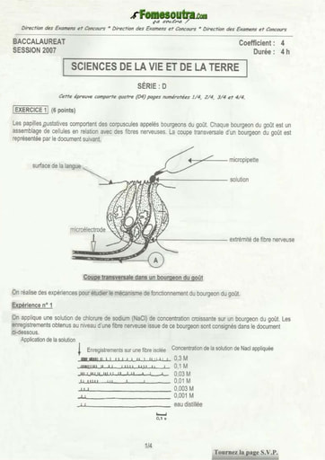 Sujet de SVT BAC D 2007