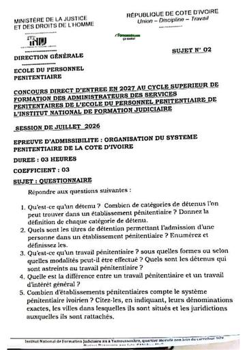 Concours Direct INFJ 2026 CS organisation du système pénitenciaire de la Ci by TEHUA