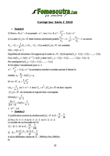 Corrigé de Maths BAC C 2010