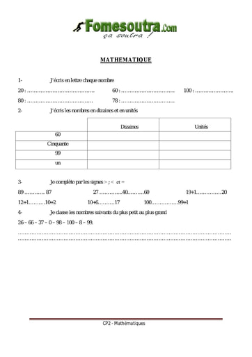 Evaluation Maths CP2