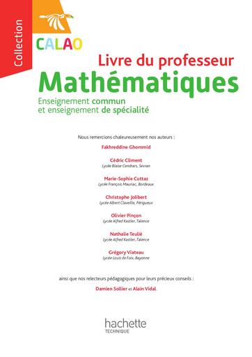 Calao Maths Terminale spécialité STI2D, STL   Livre du Professeur HACHETTE 2020 by Cédric Climent