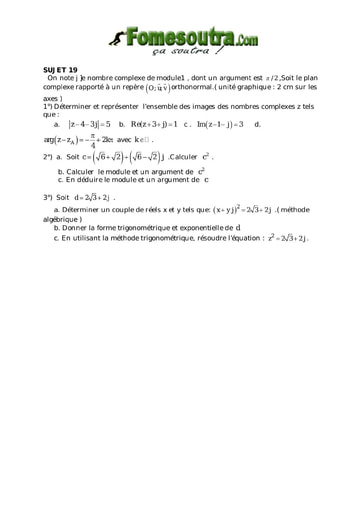 TP 7 nombres complexes et transformation du plan maths niveau Terminale D