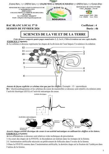 BAC BLANC 2026 DRENA ISSIA SUJET SVT SERIE D (SUJET) by TEHUA