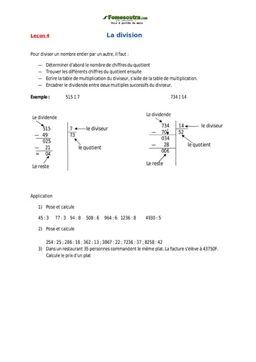 La division - Cours de maths CM1