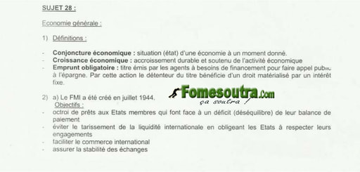 Corrigé Economie Générale portant sur l'Economie Ivoirienne - BTS Tertiaire 2003