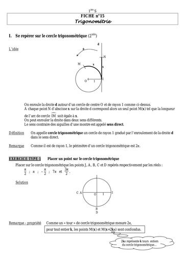 Cours TRIGO 1ière S