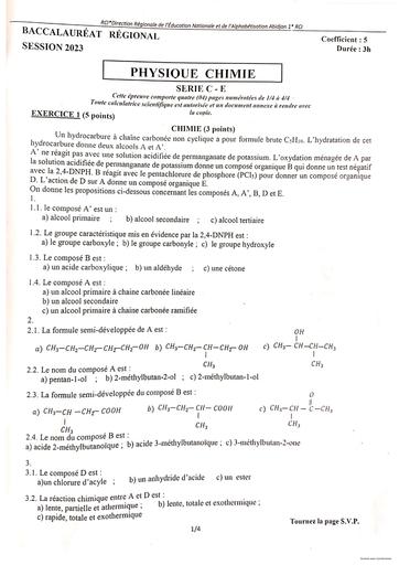 Bac blanc 2023 PC régional Abidjan 1serie C et E by Tehua