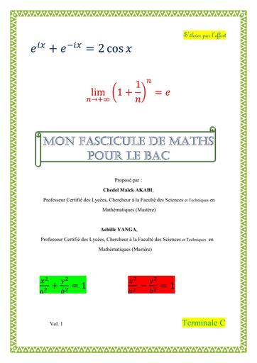 MON FASCICULE DE MATHS POUR LE BAC Tle C by TEHUA
