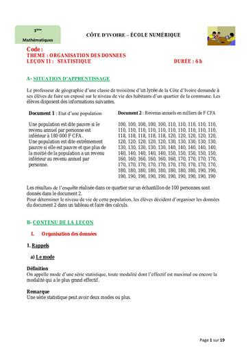 3è Maths 11 Statistique