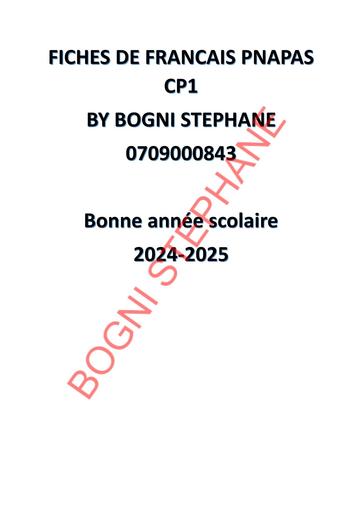FICHE DE COURS LECTURE & ECRITURE CP1 PNAPAS BY TEHUA