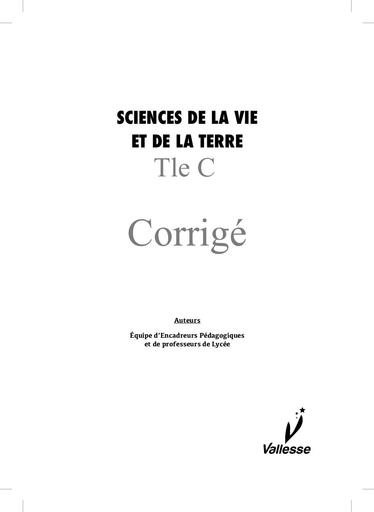 CORRIGE vallesse SVT CAHIER Tle C by Tehua
