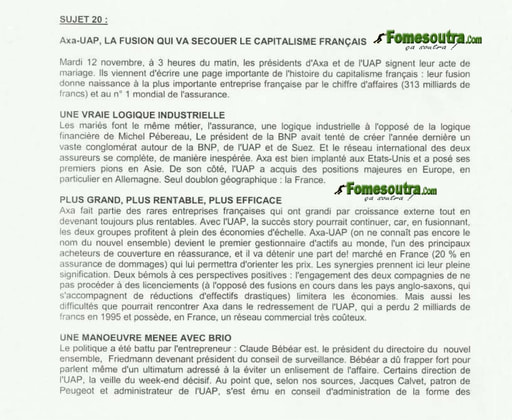 Economie Générale portant sur le Capitalisme Français - BTS Tertiaire 1997