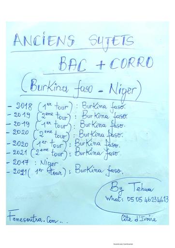 Anciens sujets Maths burkina et Niger By TEHUA