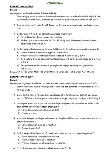 Compil d'exercice de Chimie Organique  Terminale D