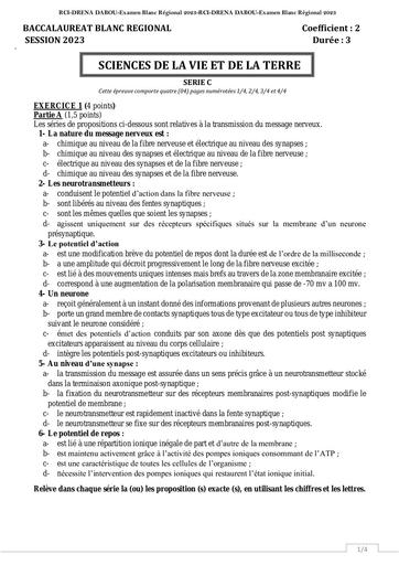 Bac SVTserie C dabou