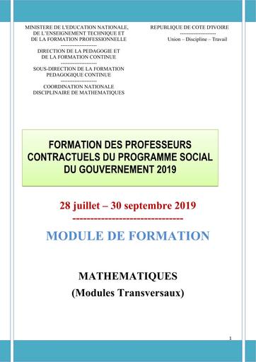 ModulesTransversaux Formation Mathematiques