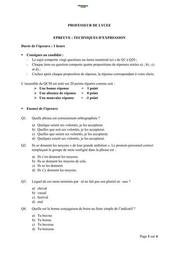 EPREUVE TECHNIQUE D'EXPRESSION CONCOURS DE RECRUTEMENT BY TEHUA