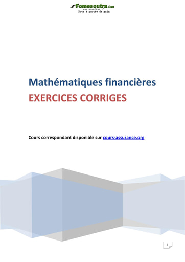 Sujet corrigé - Mathématiques financières