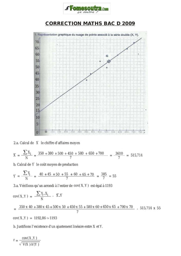 Corrigé de Maths BAC D 2009