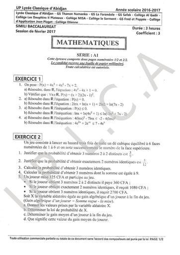 Bac blanc MATHS A1 bac blanc by Tehua