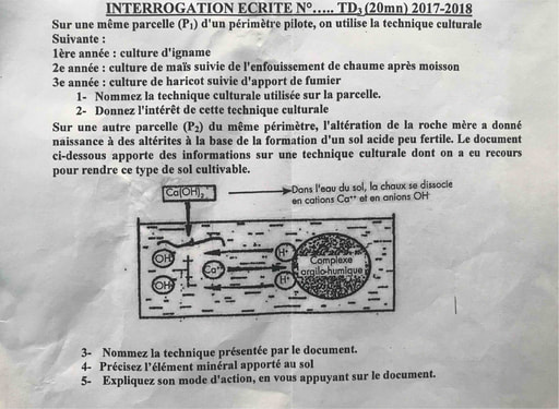 Collection d'interrogations et devoirs de SVT niveau Terminale D - Lycée Municipal d'Abobo