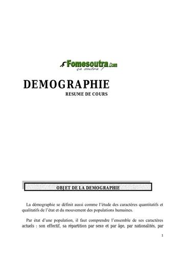 UFHB de Cocody COURS DE DEMOGRAPHIE by TEHUA