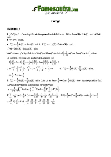 Corrigé TP 12 équations différentielles maths niveau Terminale D