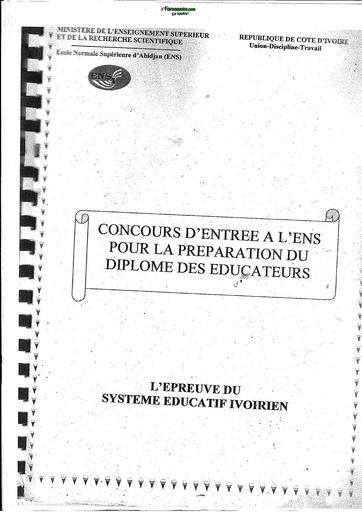 ENS EDUCATEUR COURS 3 ENS  Préparation de l'épreuve du SYSTEME EDUCATIF IVOIRIEN BY TEHUIA