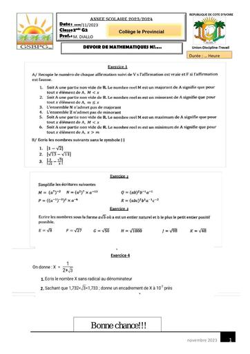 Devoir de maths 2nde G2 novembre 2023 by Tehua