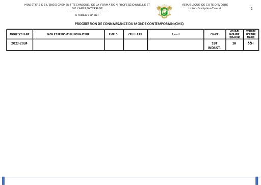 PROGRESSION 2023 2024 CMC 1 BT INDUST