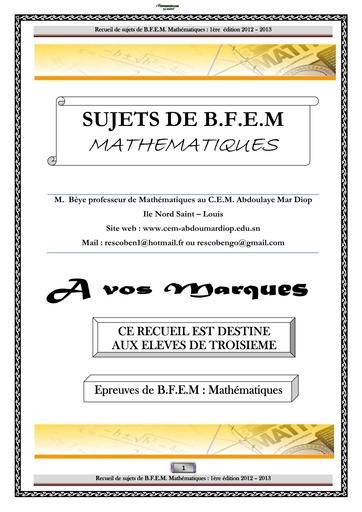 Fascicule exos Maths 3ième by Tehua