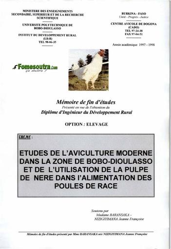 Etudes de l'aviculture moderne