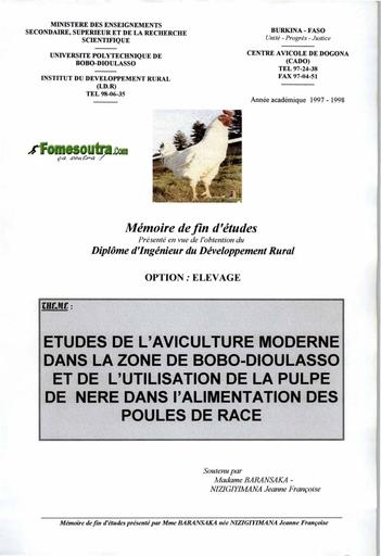 Etudes de l'aviculture moderne