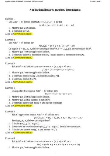 Exercices et corriges ALGEBRE LINEAIRE ET DETERMINANTS by inyass